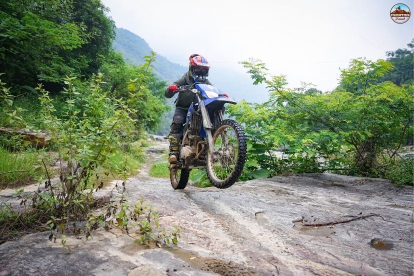 Motorbike riding boots Vietnam mountain terrain give riders better control and confidence
